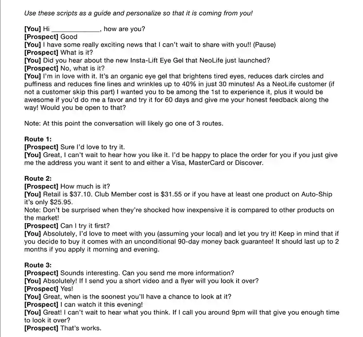 MLM script by Neolife