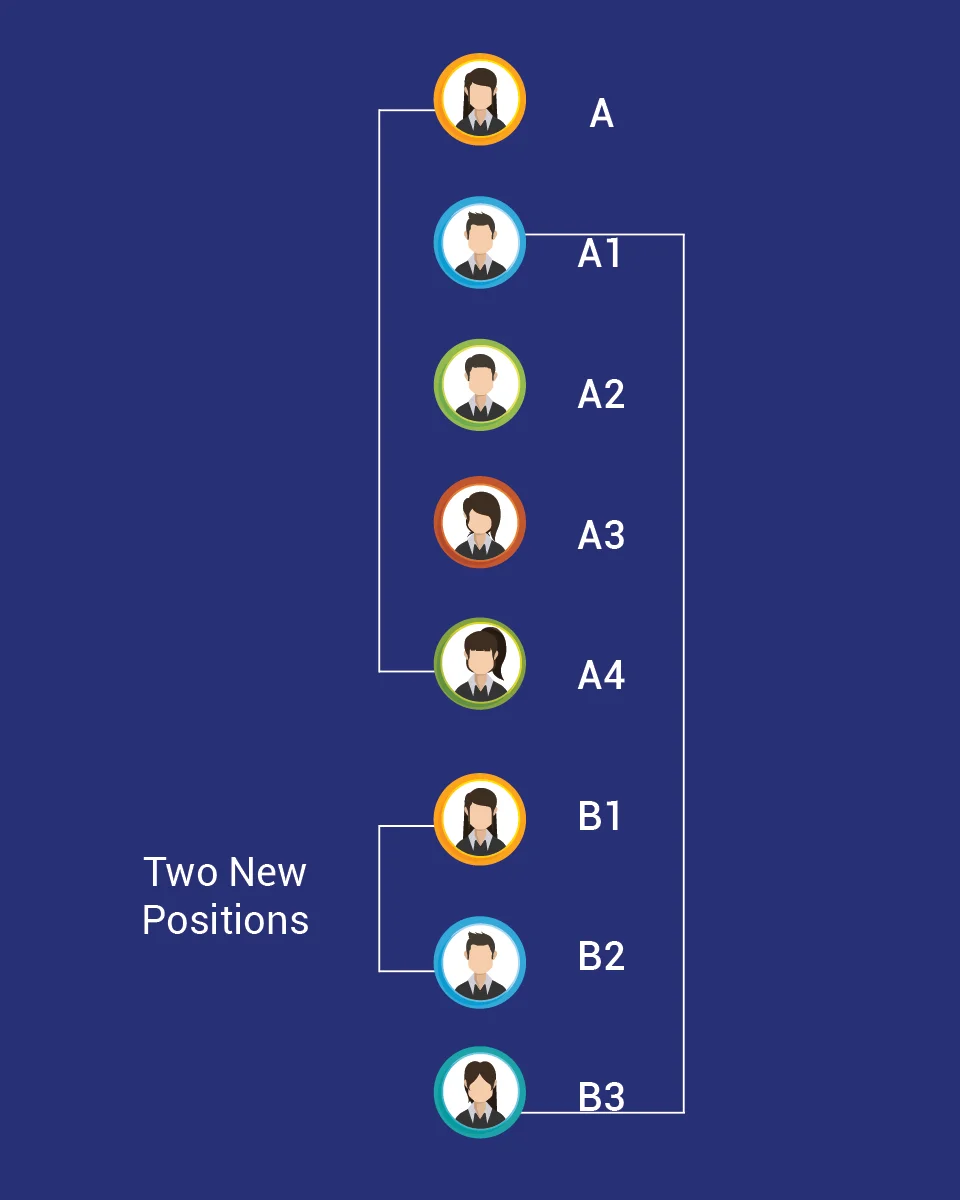 A Visual representation of a Single leg MLM plan genealogy tree.