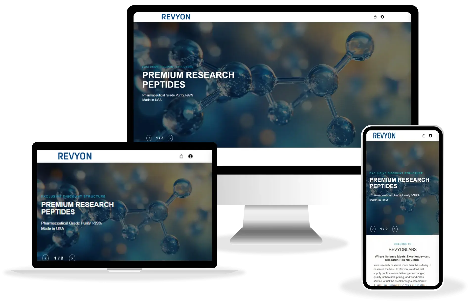 An Illustration Depicting the Screenshots of Revyon Peptides