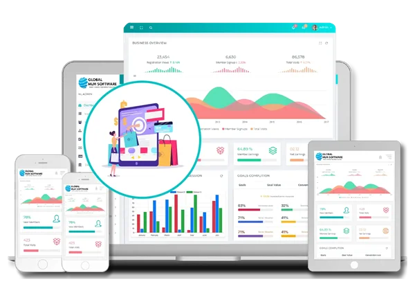 An illustration depicting magento mlm software dashboard