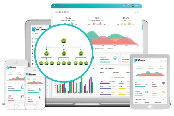 An illustration depicting matrix mlm software dashboard