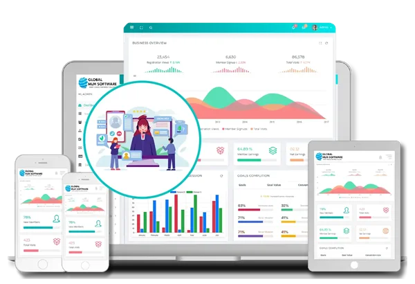An illustration depicting mlm autoresponder dashboard