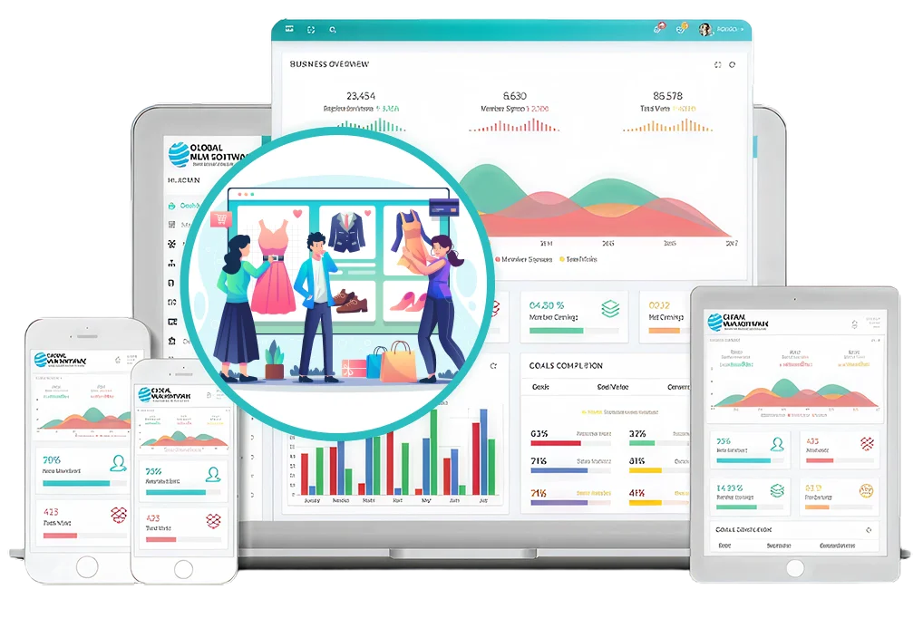 An illustration depicting mlm clothing software