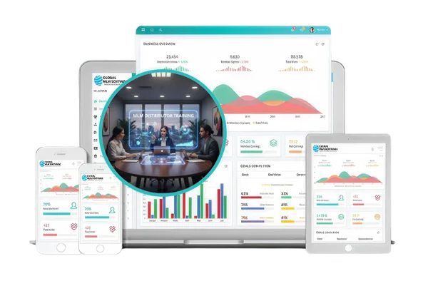 An illustration depicting mlm distributor training software dashboard