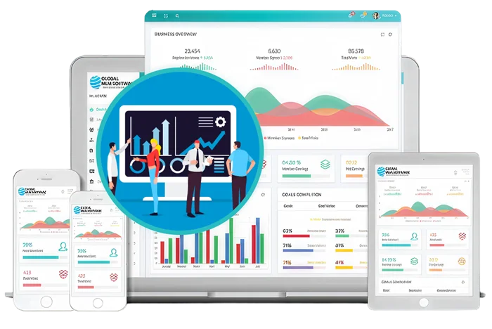 An illustration depicting mlm graphical representation dashboard