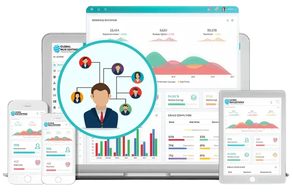 An illustration depicting mlm member management dashboard