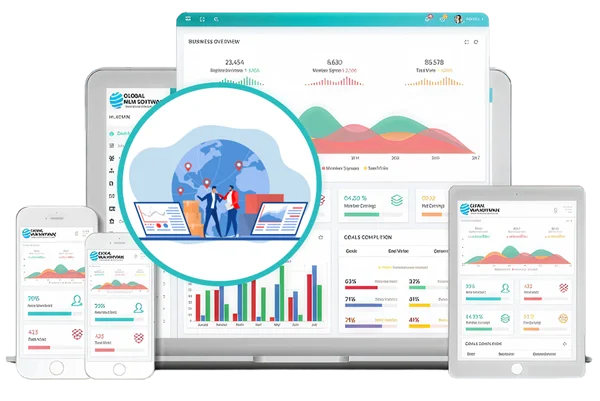 An illustration depicting Ecommerce MLM Software dashboard