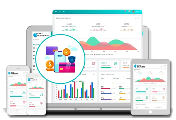 An illustration depicting mlm payment gateway dashboard