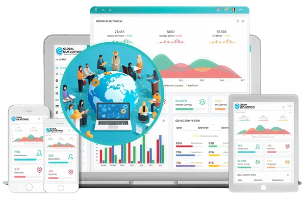 An illustration depicting mlm platform for finance industry dashboard