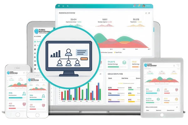 An illustration depicting unilevel mlm software dashboard